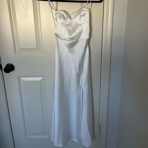 Zara White Satin Midi Dress